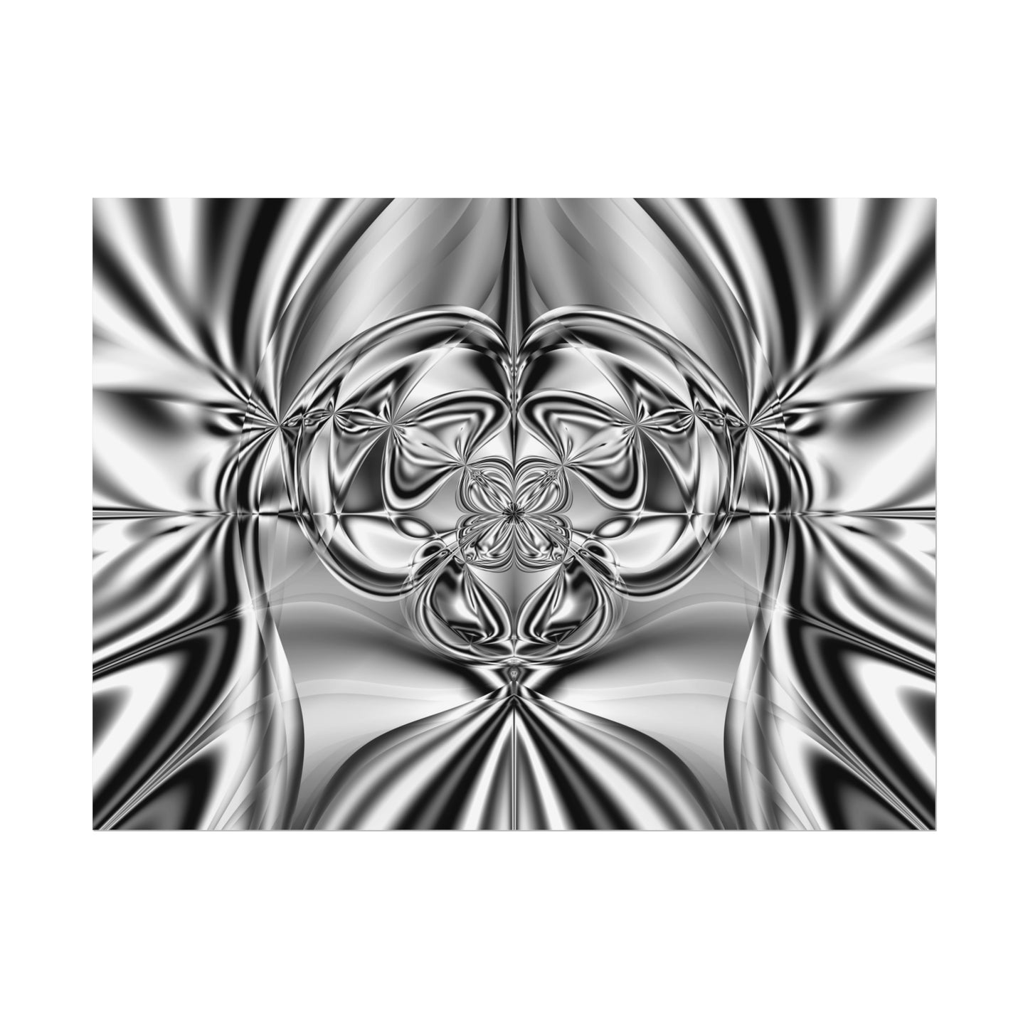 "Mirror Magic" Rolled Poster, Black and White Minimalistic Fractal Print