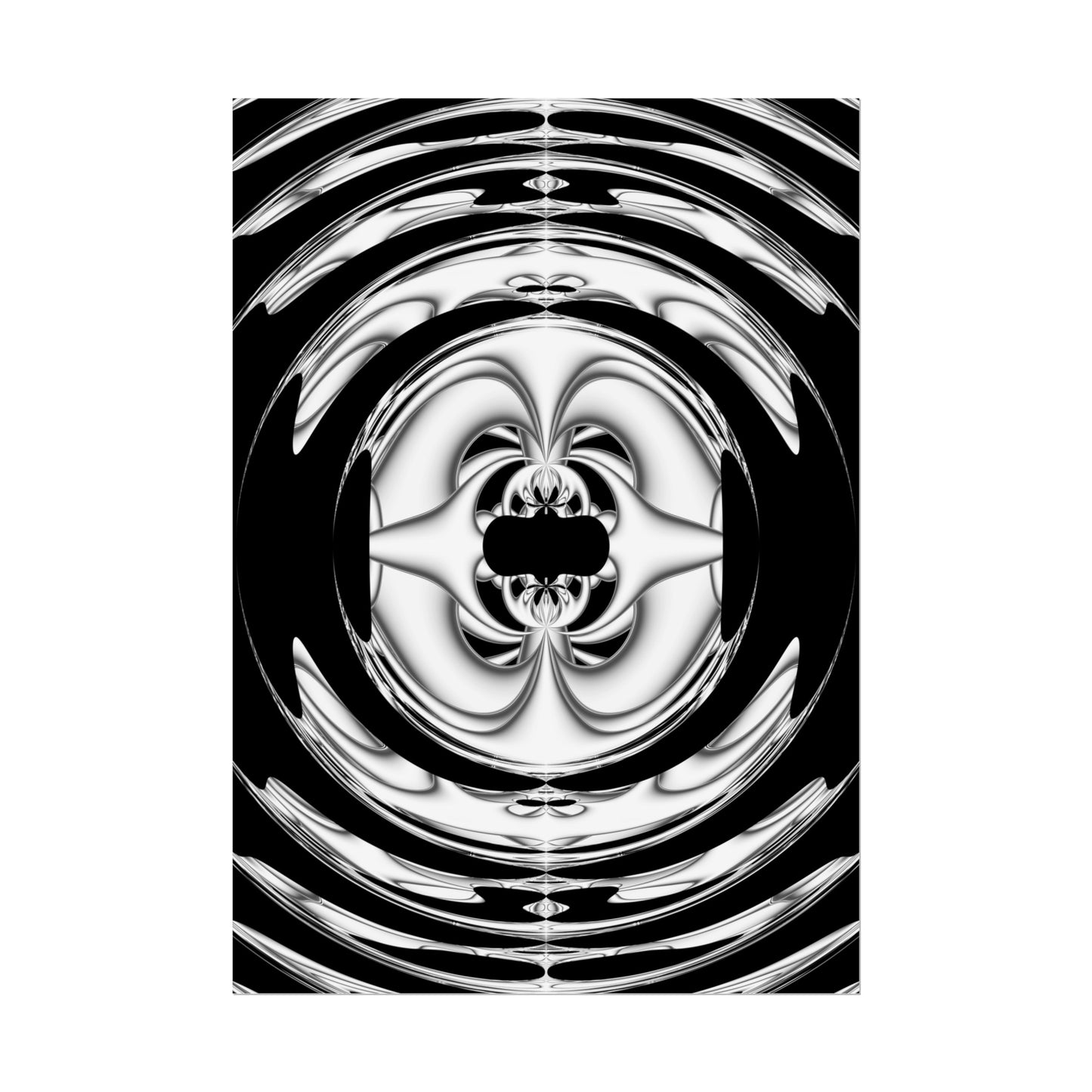 "Lunar Laugh" Rolled Poster, Black and White Minimalistic PuHaPro© Fractal