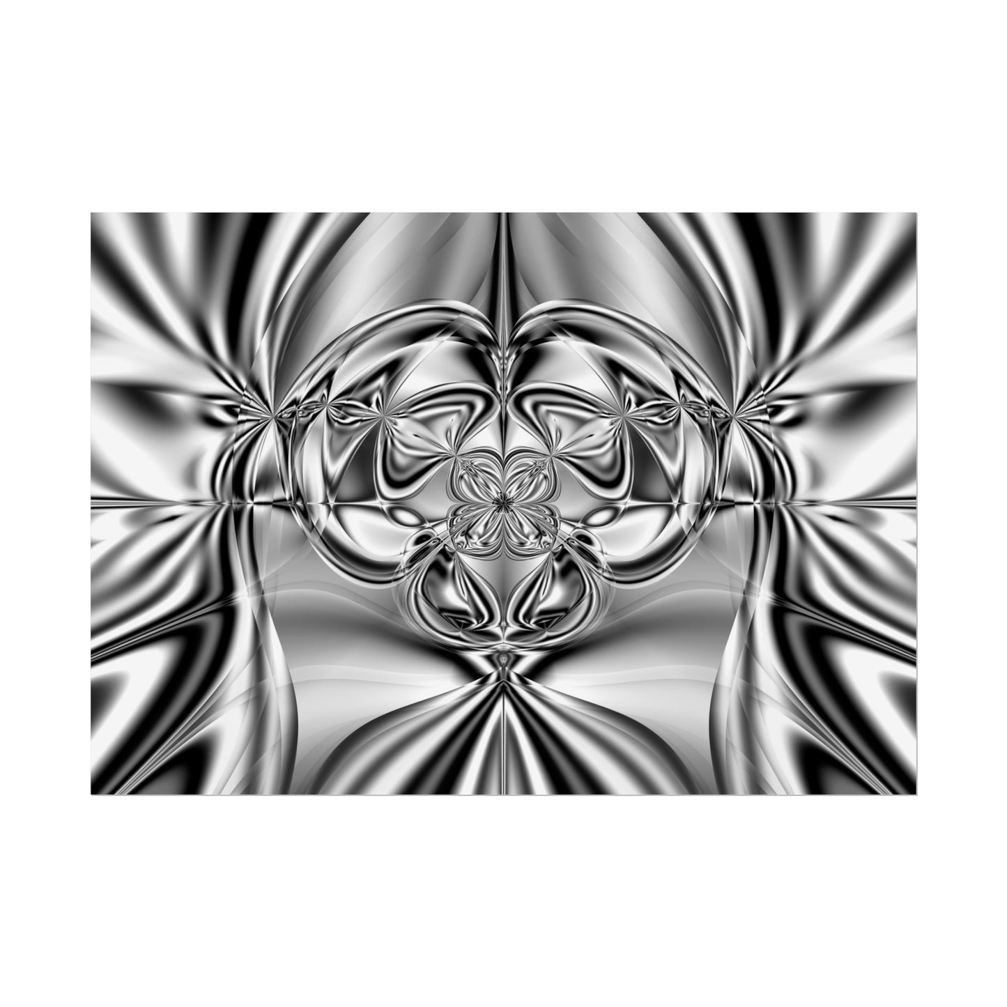 "Mirror Magic" Rolled Poster, Black and White Minimalistic Fractal Print