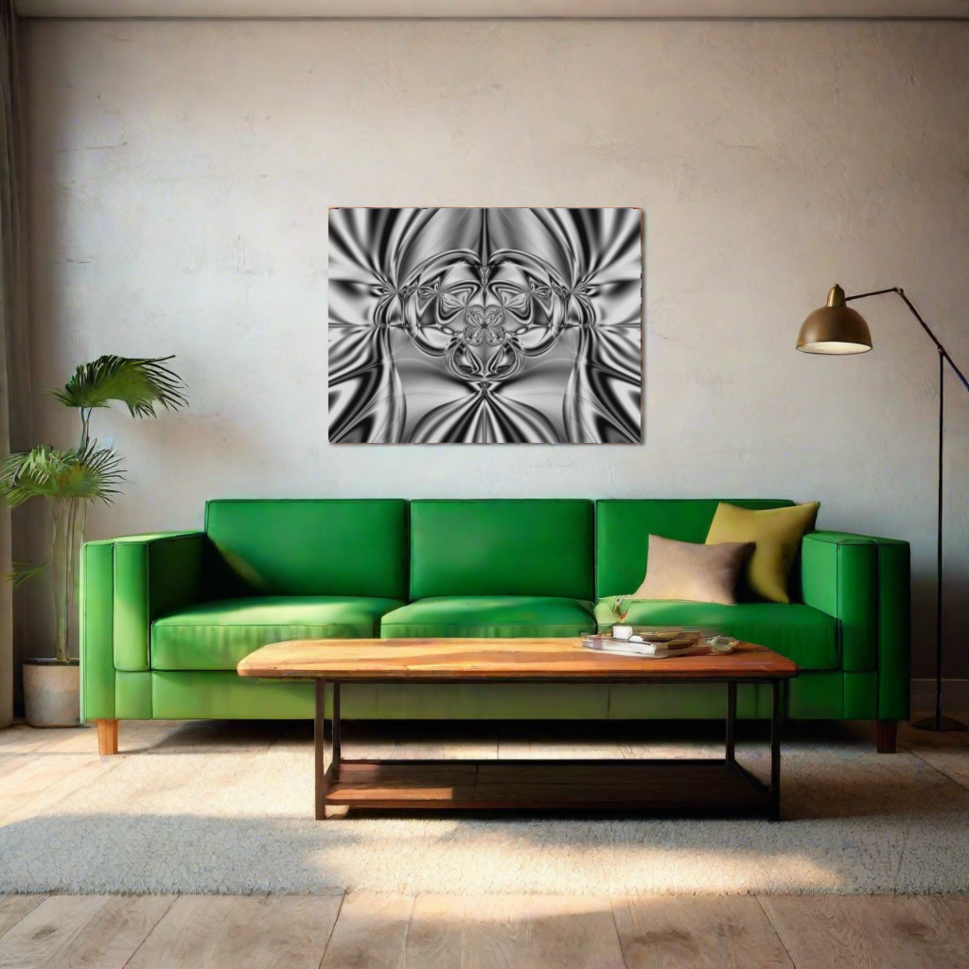 "Mirror Magic" Rolled Poster, Black and White Minimalistic Fractal Print