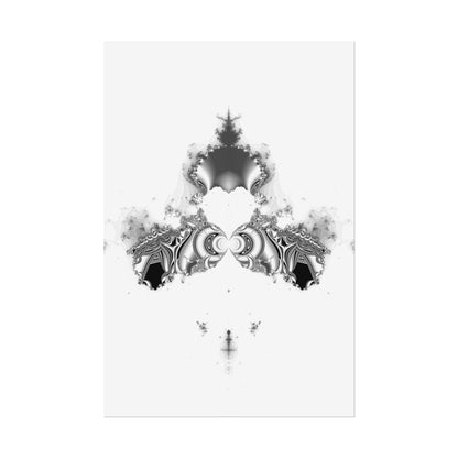 "Duckling" Rolled Poster, Black and White Minimalistic Fractal Design by Bora Zrinyi