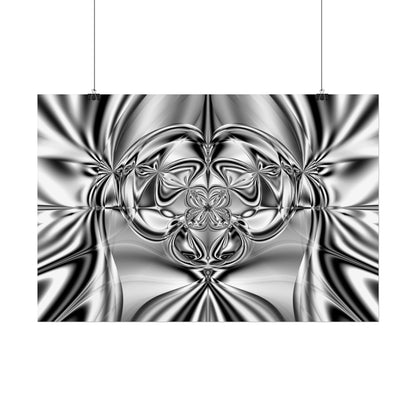 "Mirror Magic" Rolled Poster, Black and White Minimalistic Fractal Print