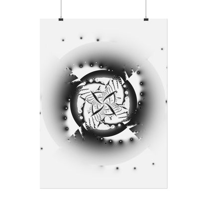 "Orbital Echoes" Rolled Poster, Black and White Minimalistic PuHaPro© Fractal Designed by Bora Zrinyi