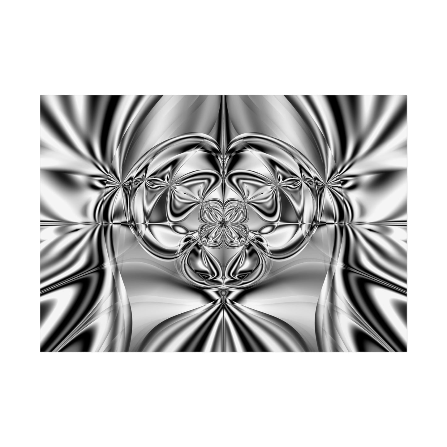 "Mirror Magic" Rolled Poster, Black and White Minimalistic Fractal Print