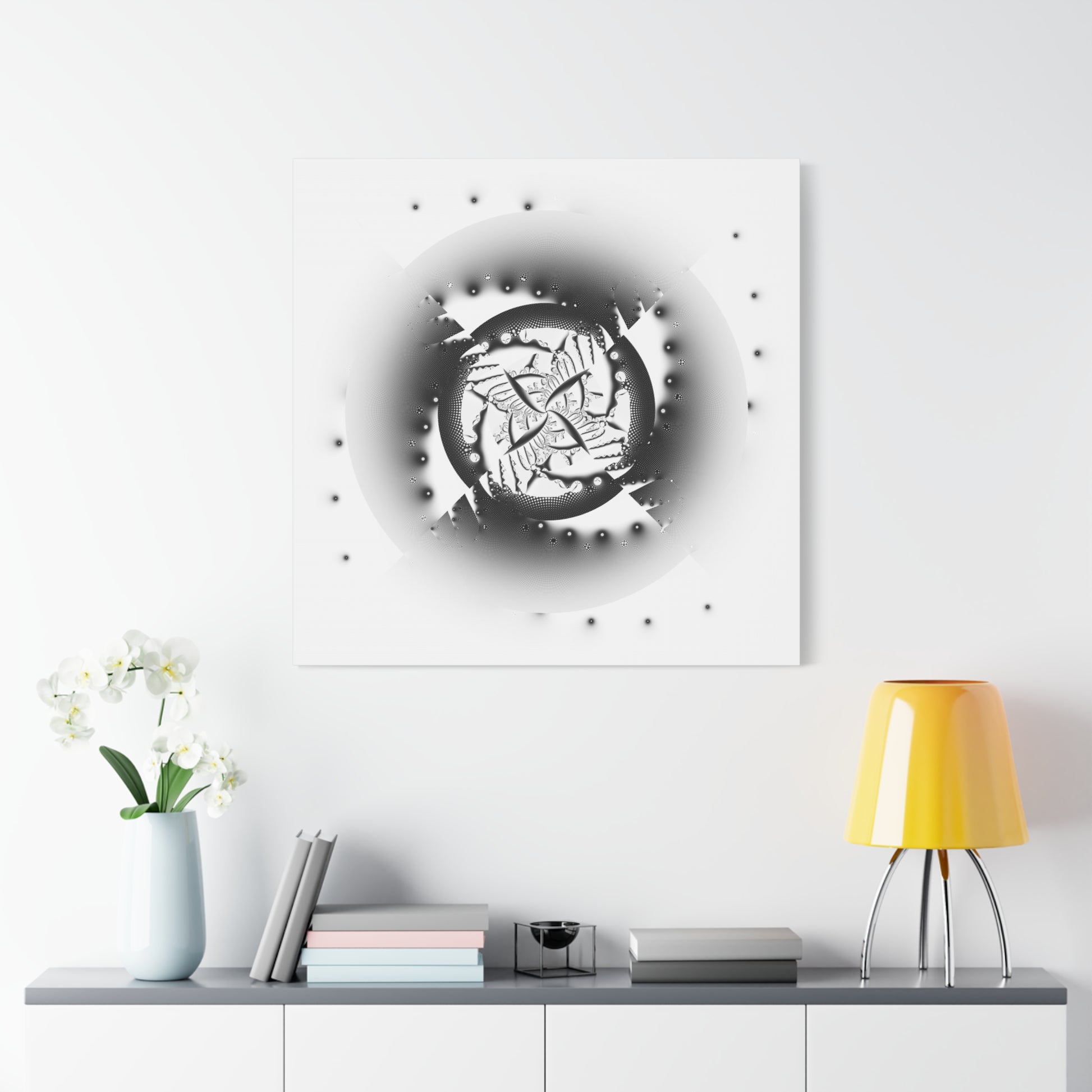 "Orbital Echoes" Matte Canvas, Stretched, 1.25"  Minimalistic Decorative Fractal