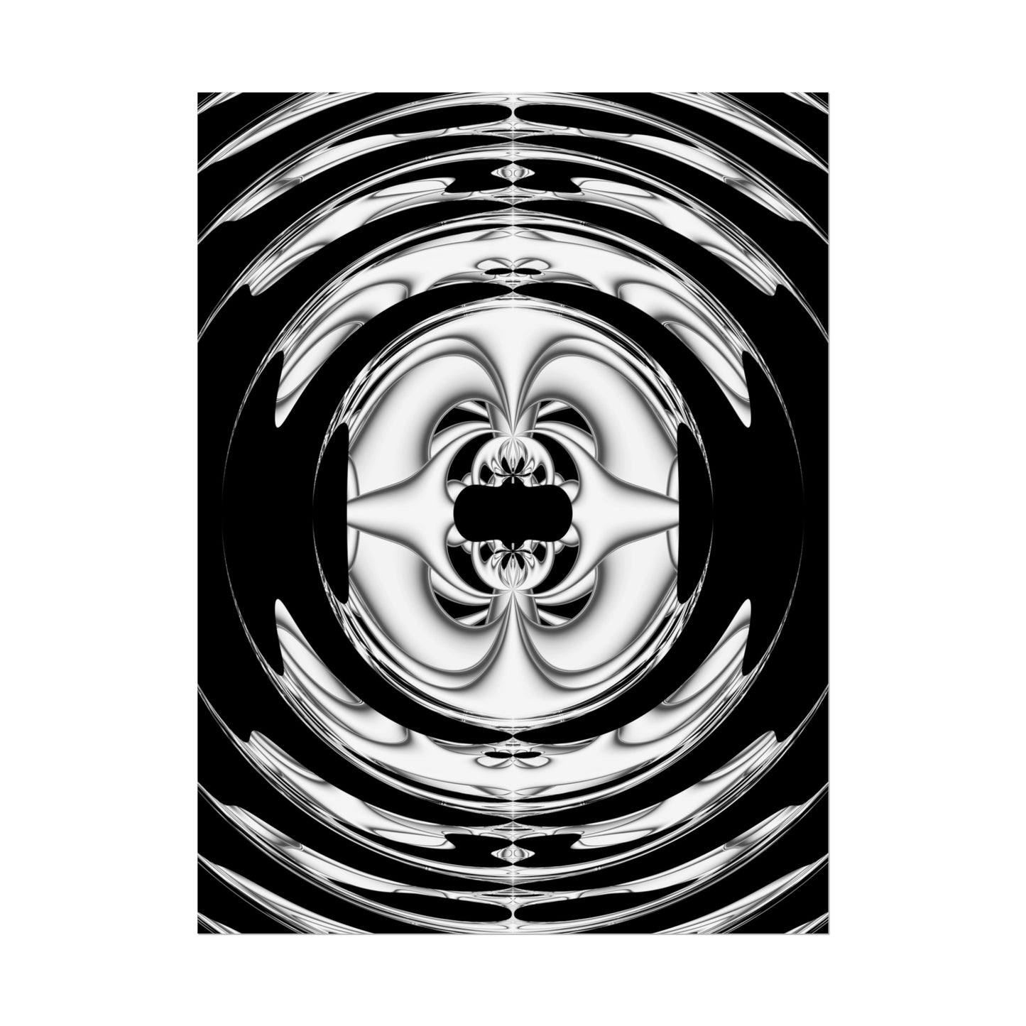 "Lunar Laugh" Rolled Poster, Black and White Minimalistic PuHaPro© Fractal