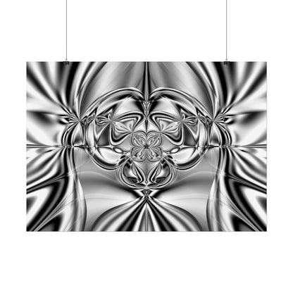 "Mirror Magic" Rolled Poster, Black and White Minimalistic Fractal Print