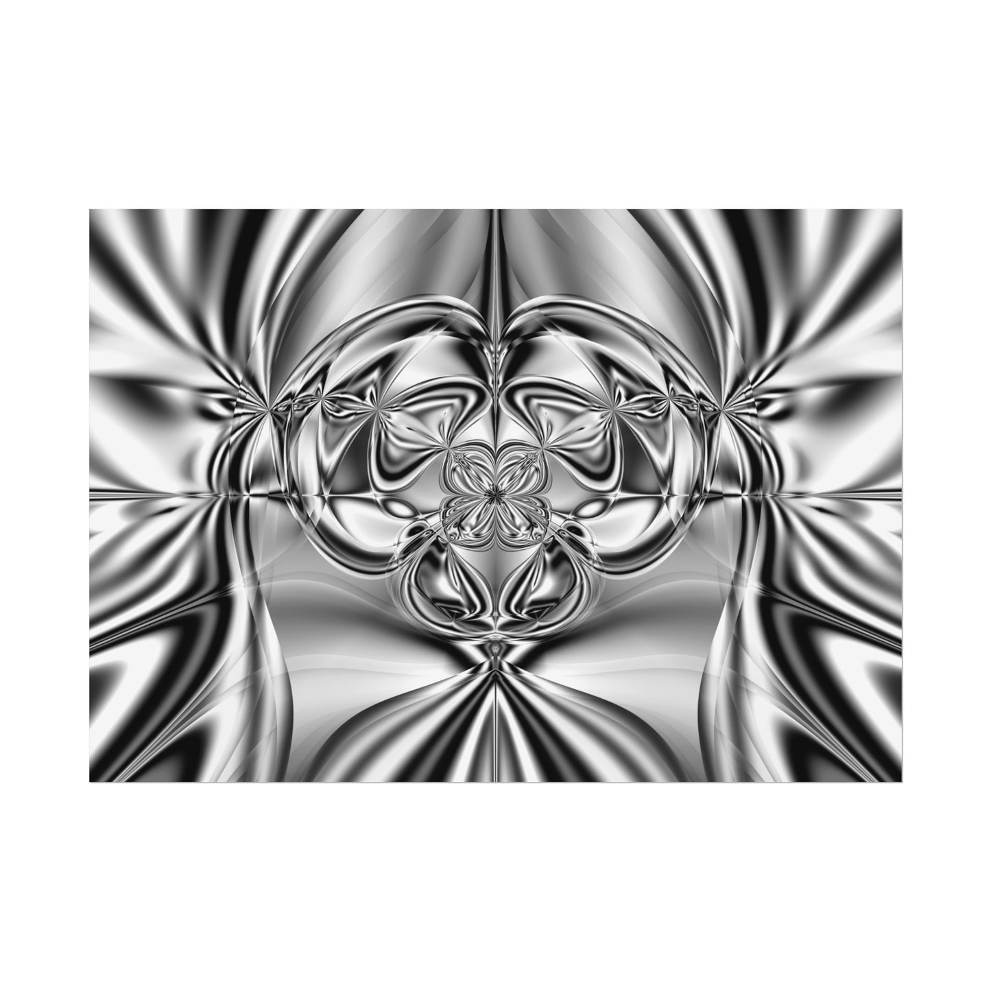 "Mirror Magic" Rolled Poster, Black and White Minimalistic Fractal Print