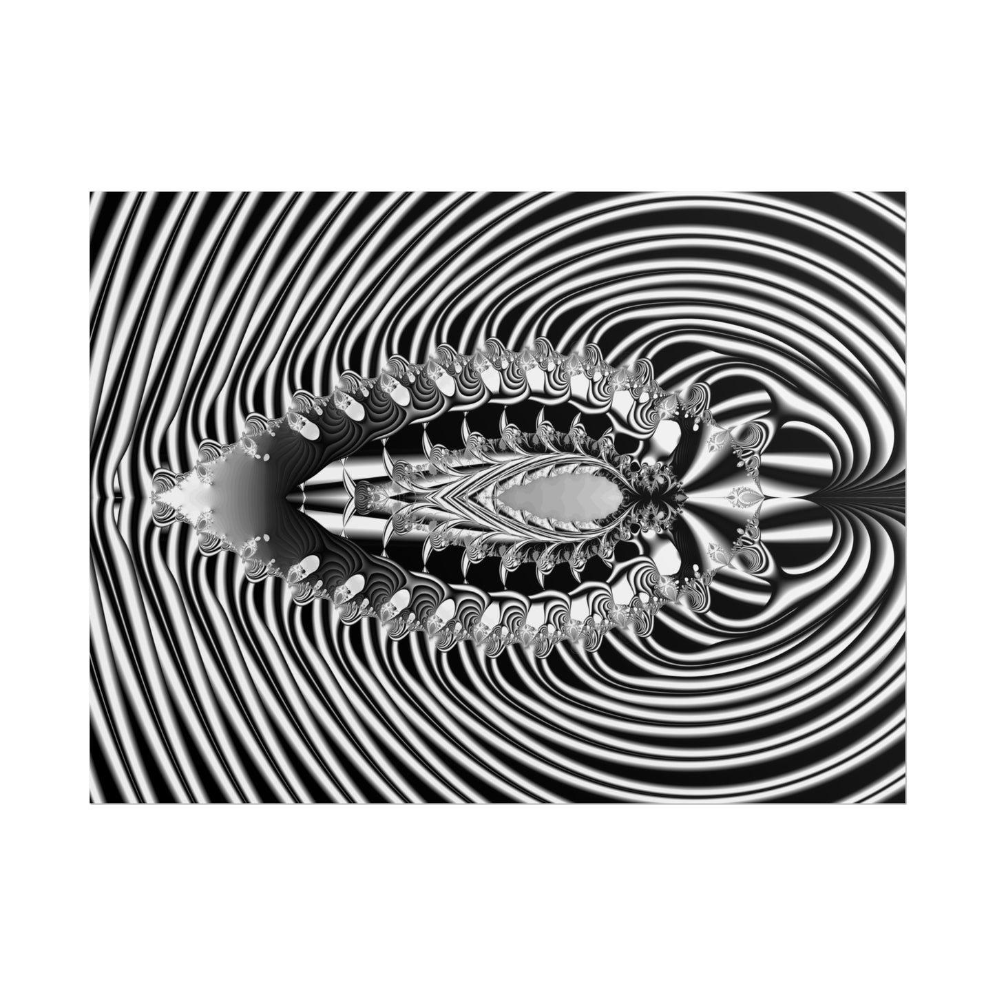 "Fractal Insect" Rolled Poster, Black and White Minimalistic Fractal Design