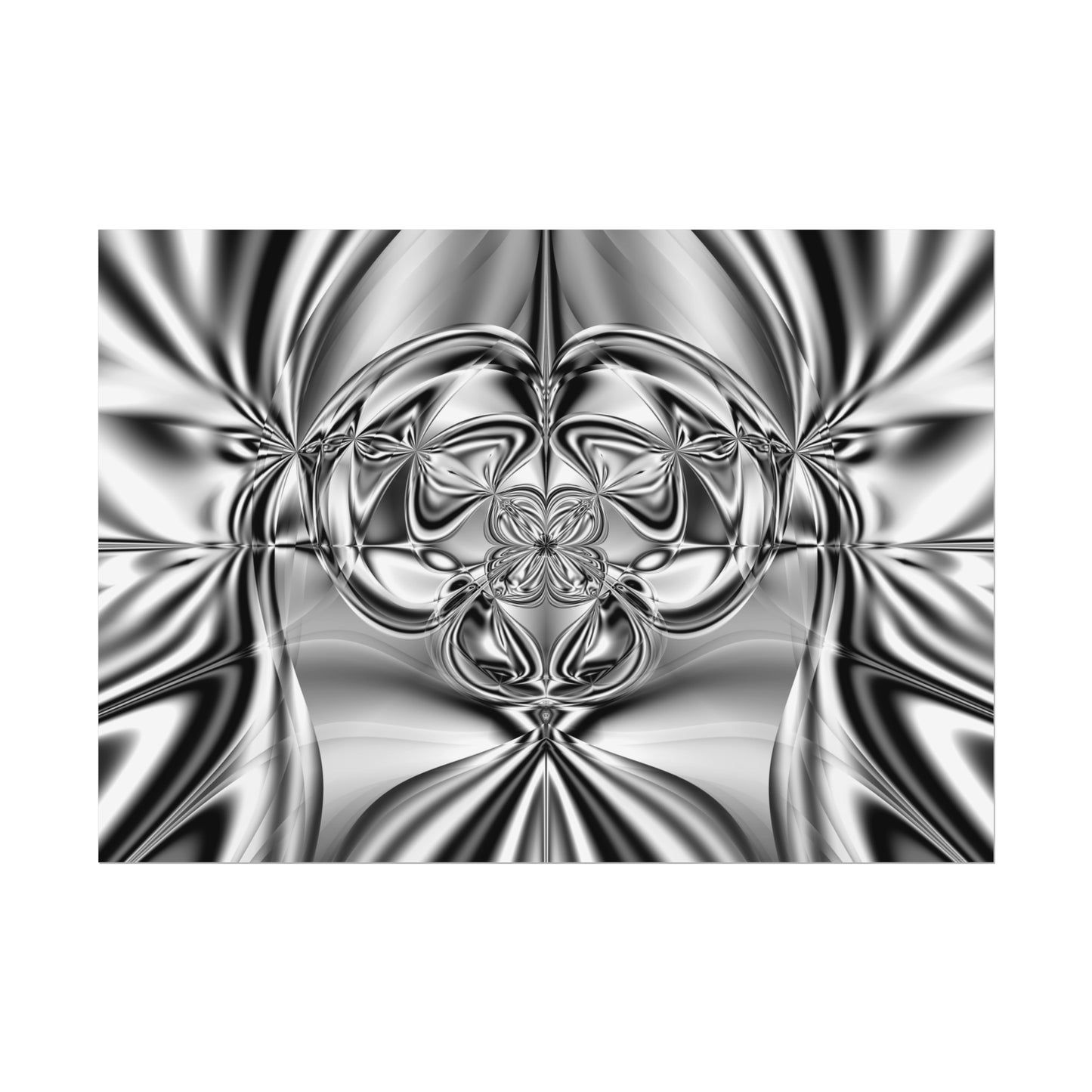 "Mirror Magic" Rolled Poster, Black and White Minimalistic Fractal Print