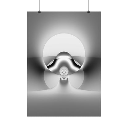 "Echoes of Silence" Rolled Poster, Black and White Minimalistic PuHaPro© Fractal Poster