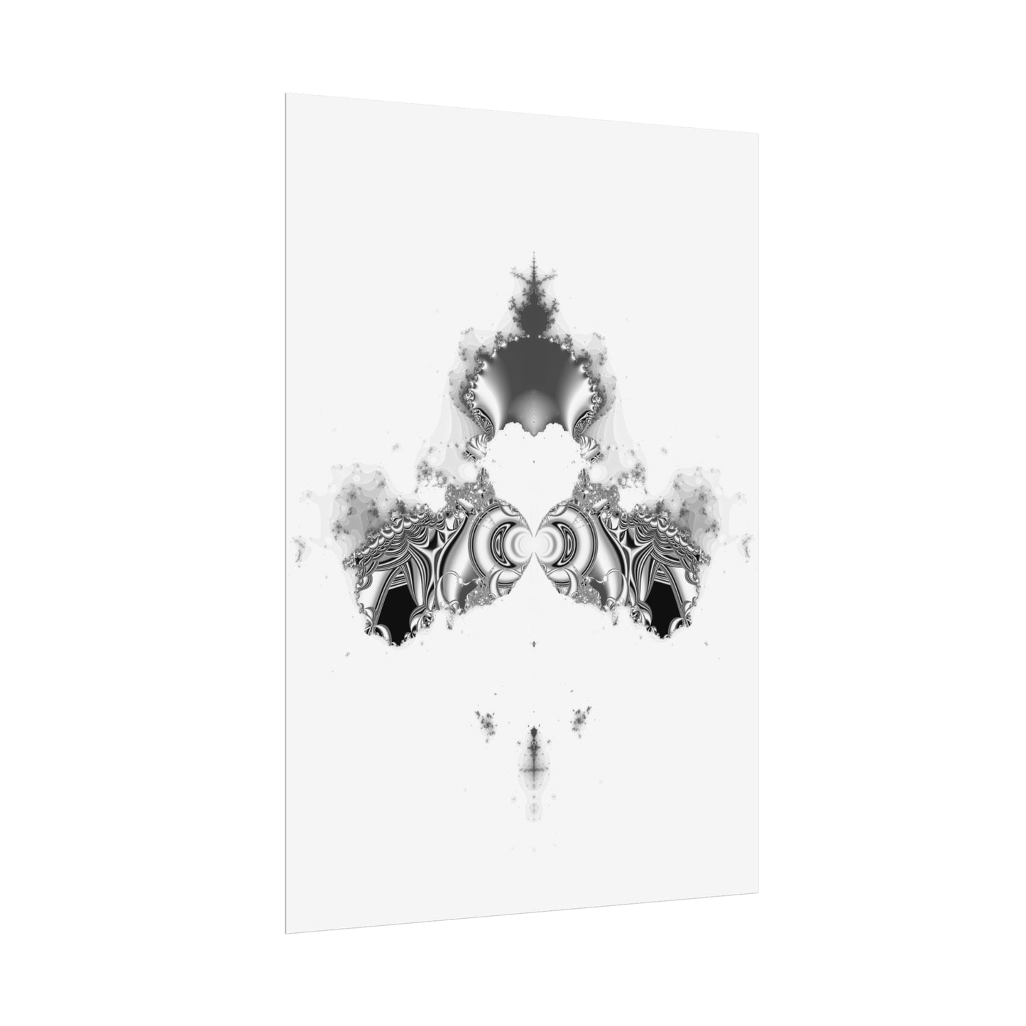 "Duckling" Rolled Poster, Black and White Minimalistic Fractal Design by Bora Zrinyi