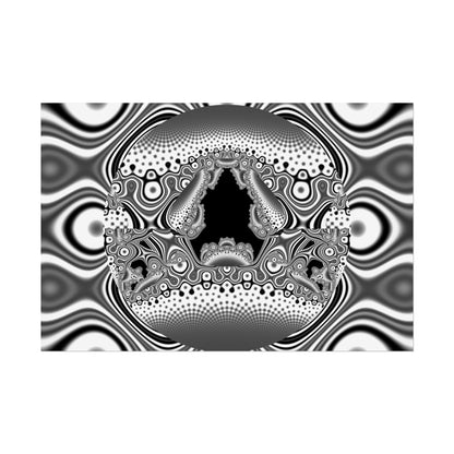 "Hamburger Face" Rolled Poster, Black and White Minimalistic Fractal Design