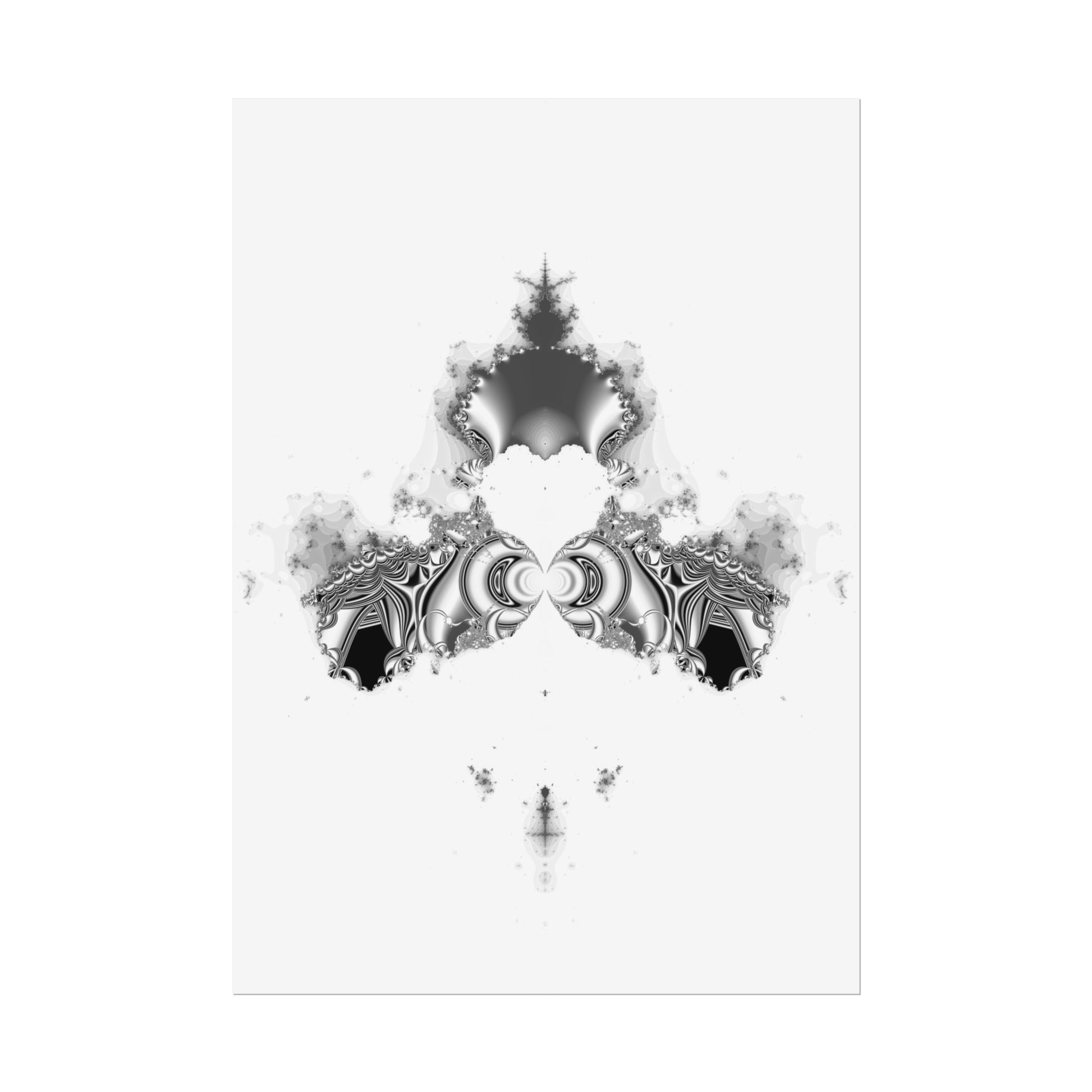 "Duckling" Rolled Poster, Black and White Minimalistic Fractal Design by Bora Zrinyi