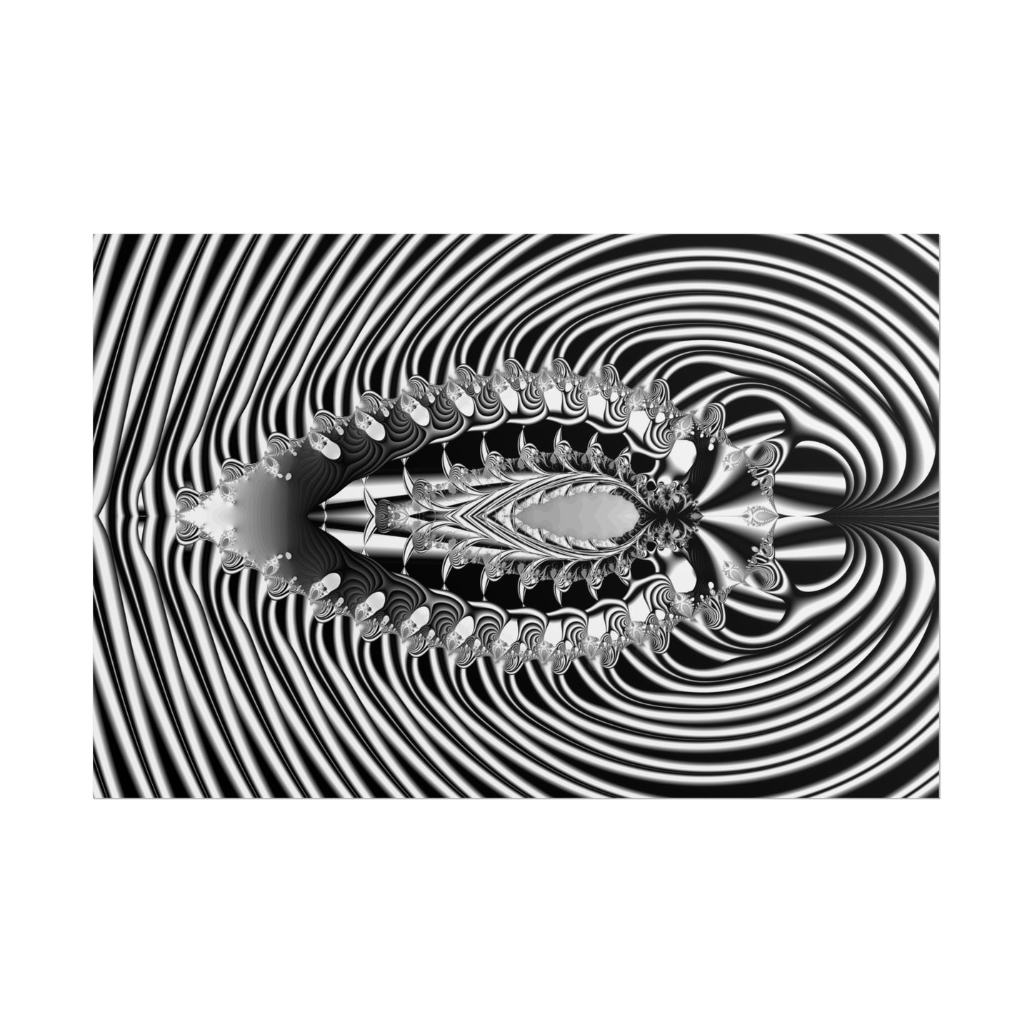 "Fractal Insect" Rolled Poster, Black and White Minimalistic Fractal Design