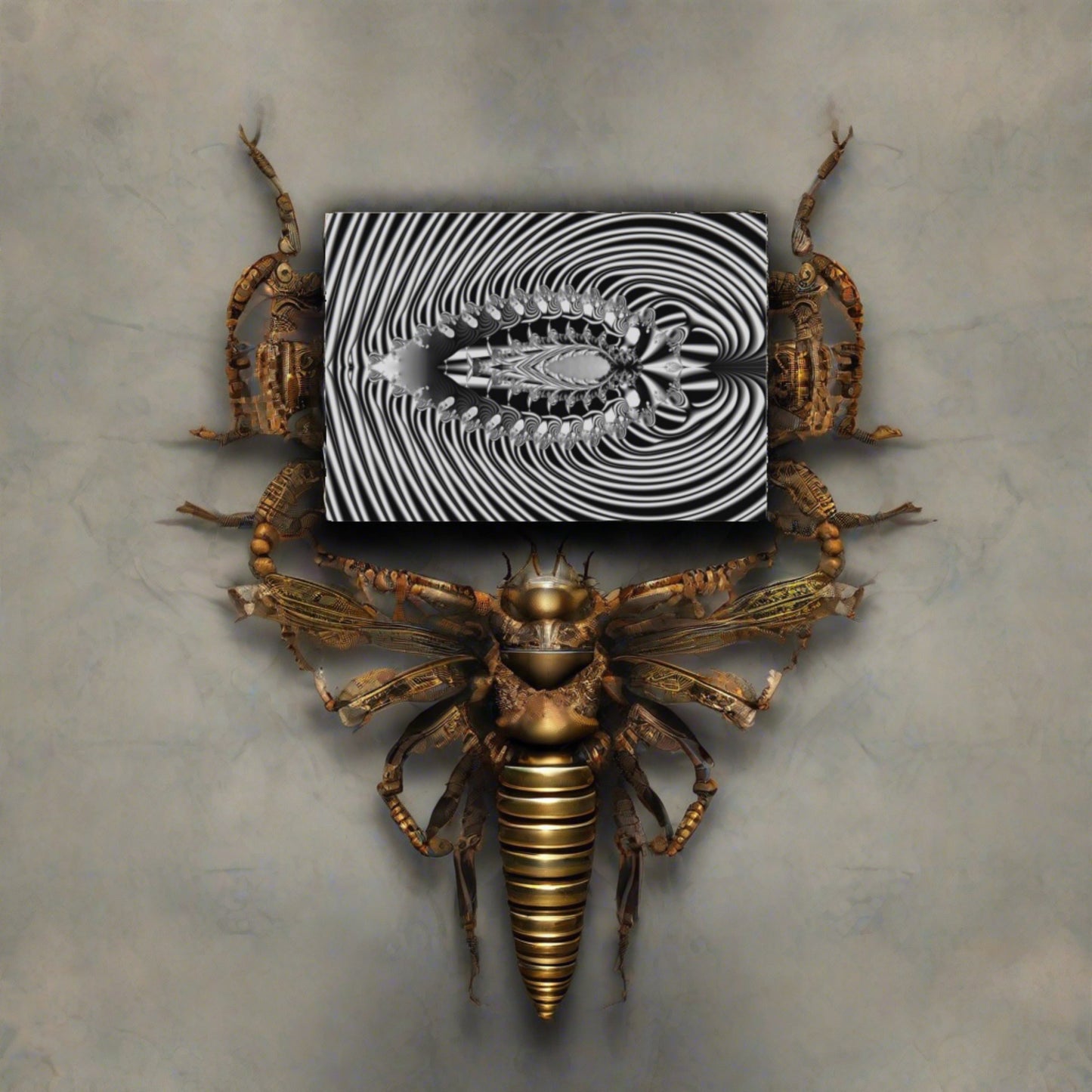 "Fractal Insect" Rolled Poster, Black and White Minimalistic Fractal Design