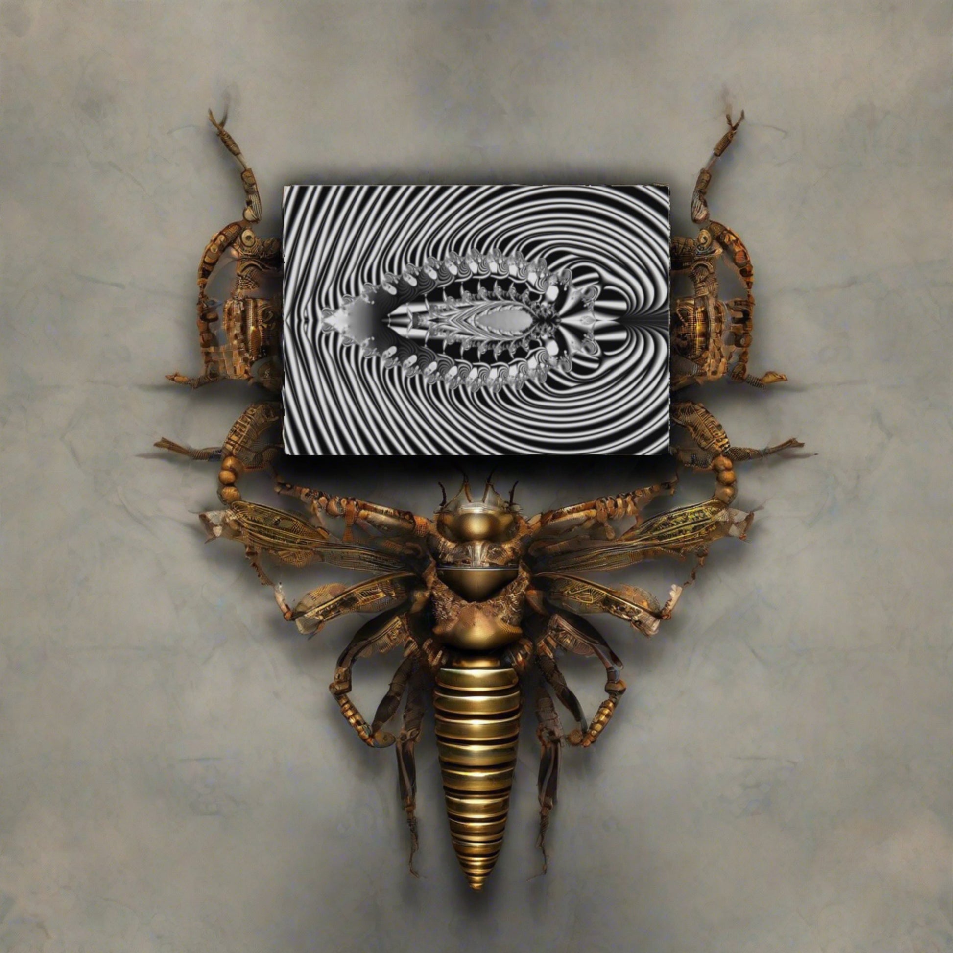 "Fractal Insect" Rolled Poster, Black and White Minimalistic Fractal Design