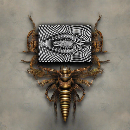 "Fractal Insect" Rolled Poster, Black and White Minimalistic Fractal Design