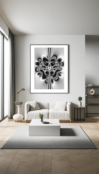 "Celtic Knot" Rolled Poster, Black and White Minimalistic PuHaPro© Fractal Design