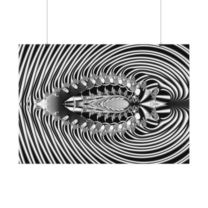 "Fractal Insect" Rolled Poster, Black and White Minimalistic Fractal Design