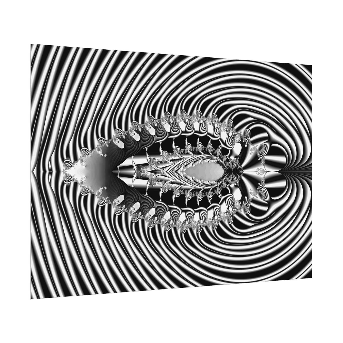 "Fractal Insect" Rolled Poster, Black and White Minimalistic Fractal Design