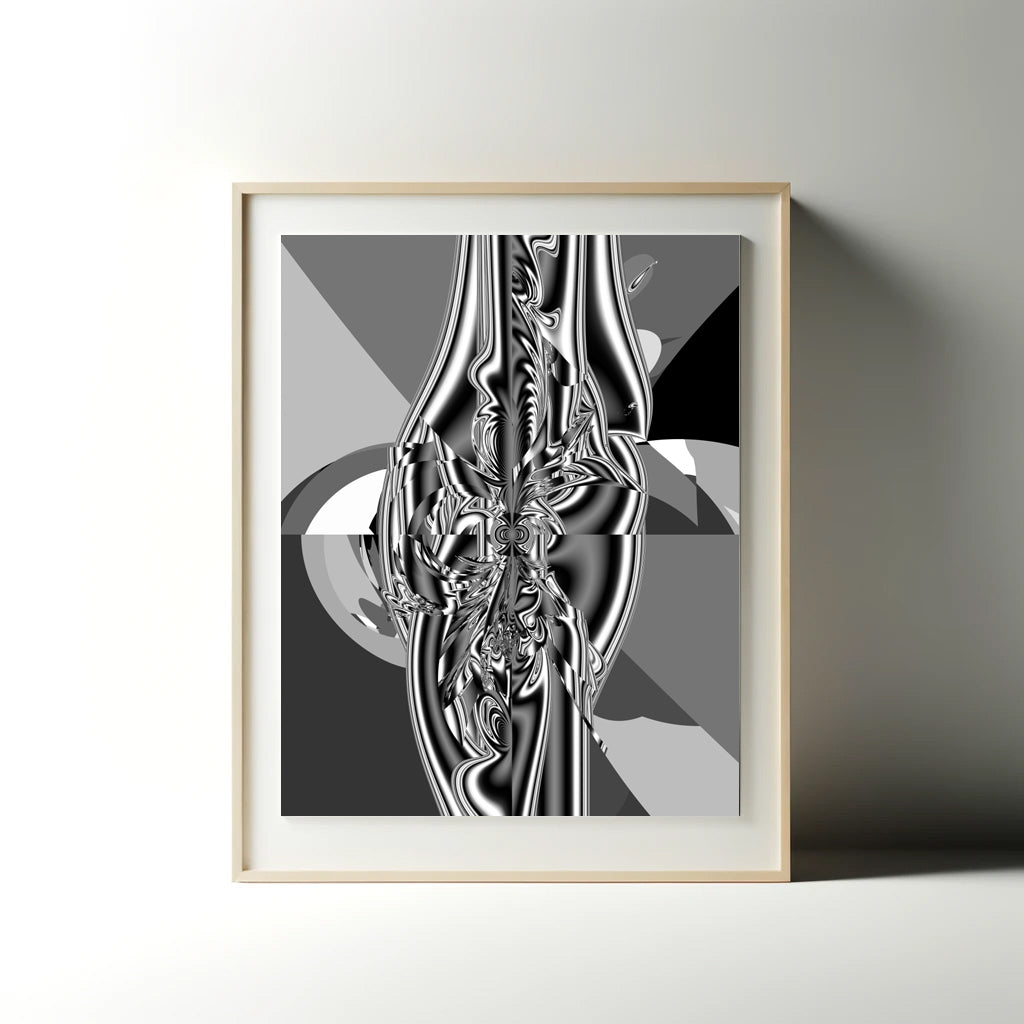 "Bone" Rolled Poster, Black and White Minimalistic PuHaPro© Fractal Design  mock up